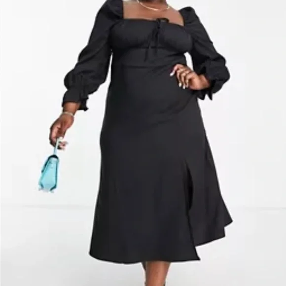 black milk maid dress CurveWow Floral Milkmaid Midi Dress Black – Curvewow